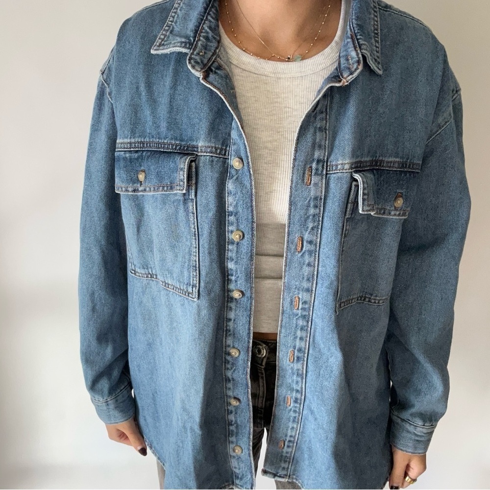 Vintage Oversized Denim Jacket Cotton - Picture 3 of 11